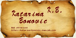 Katarina Bonović vizit kartica
